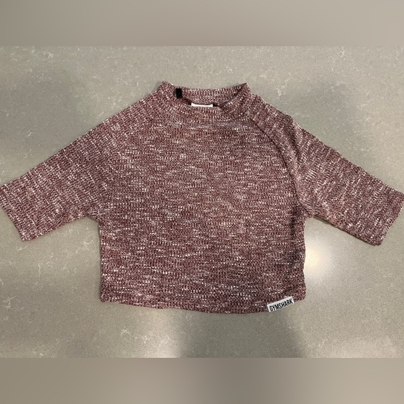 GYMSHARK Slounge crop top in berry red marl. Size S - Picture 4 of 5